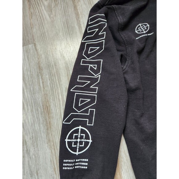 Topman Judgement Graphic Pullover Hoodie Black Fleece Lined Pocket Sz L EUC - Picture 5 of 9